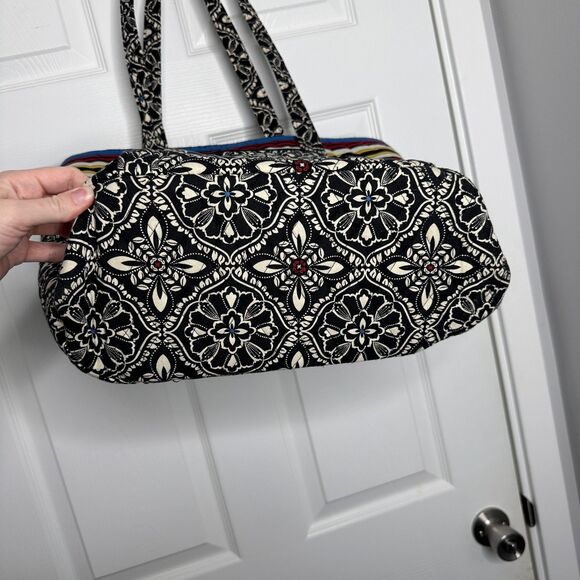Vera Bradley Villager Tote Bag Barcelona Pattern Quilted Shoulder Bag 14x17x6 - Picture 4 of 6